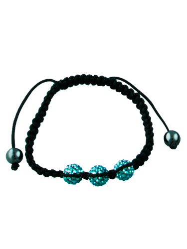 Crystal Bead Bracelet - 3 Light Blue Beads