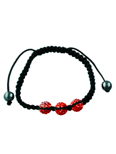 Crystal Bead Bracelet - 3 Red Beads