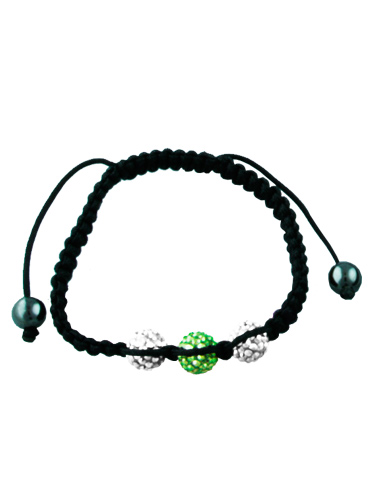 Crystal Bead Bracelet - 3 Silver and Green Beads