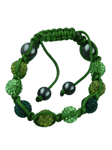Crystal Bead Bracelet - 8 Green Beads