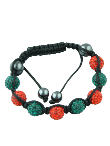 Crystal Bead Bracelet - 8 Green and Red Beads