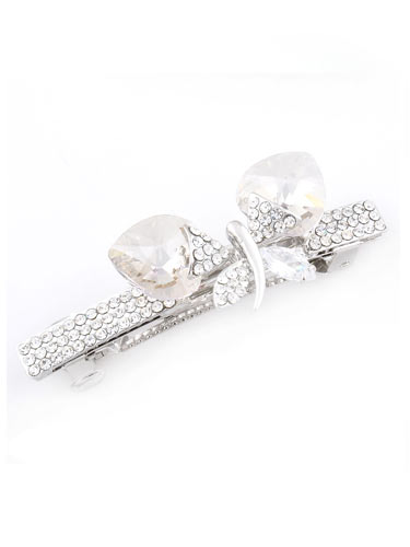 Hair Barrettes -  Crystal  Butterfly (White)