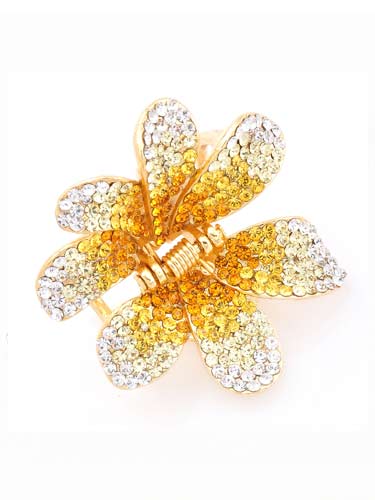Hair Claw Clips - Flower (Yellow Fade to Silver)