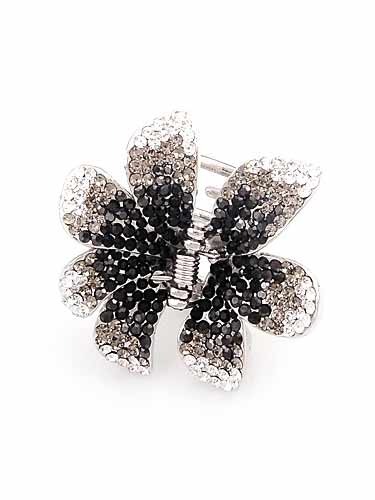 Hair Claw Clips - Flower (Black and Silver)