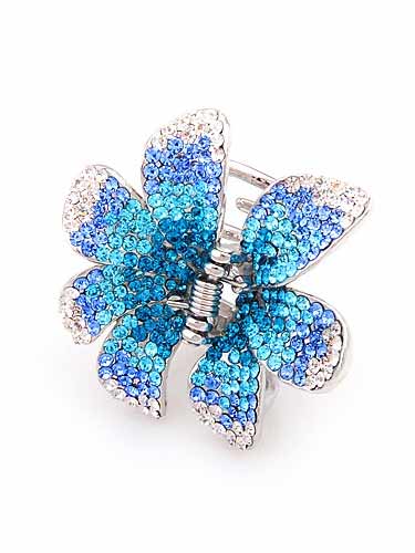 Hair Claw Clips - Flower (Blue Fade to Silver)