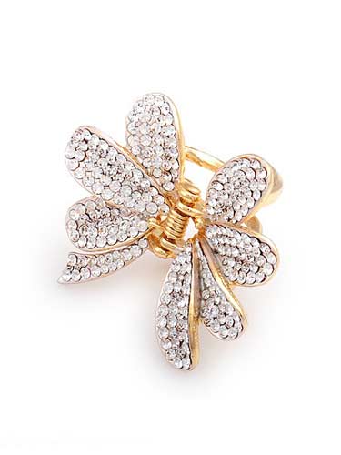Hair Claw Clips - Flower (Silver with Gold Trim)