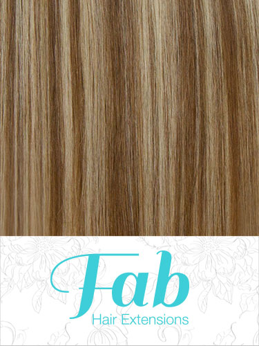 Fab Clip In Remy Hair Extensions - Full Head #6/613-Medium Brown with Lightest Blonde Highlights 15 inch