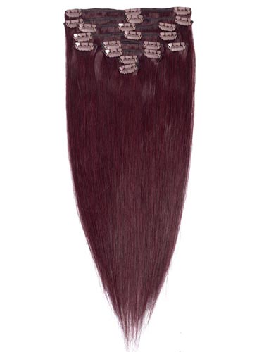 Fab Clip In Remy Hair Extensions - Full Head #32-Dark Reddish Wine 22 inch
