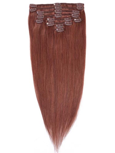 Fab Clip In Remy Hair Extensions - Full Head #33-Rich Copper Red 24 inch
