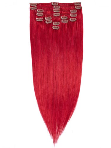 Fab Clip In Remy Hair Extensions - Full Head #Red 18 inch