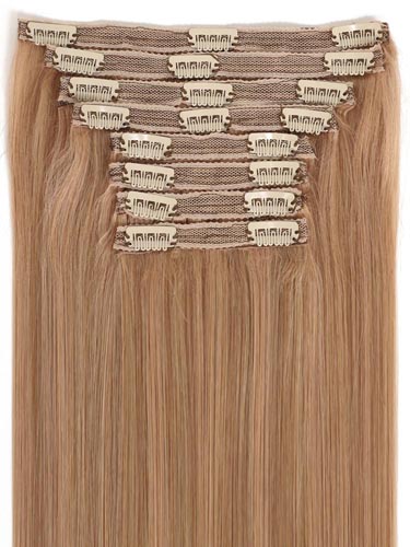 Fab Clip In Lace Weft Remy Hair Extensions (140g) #10/16-Medium Ash Brown with Medium Blonde 16 inch
