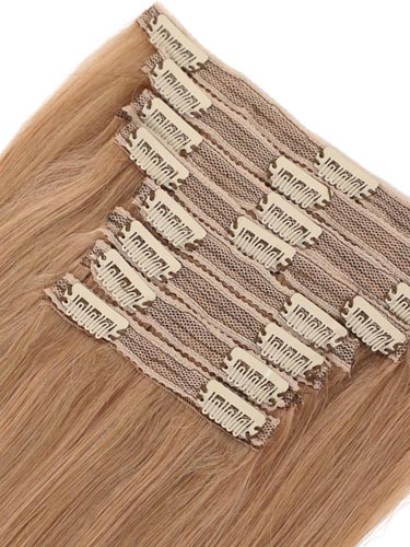 Fab Clip In Lace Weft Remy Hair Extensions (140g) #10/16-Medium Ash Brown with Medium Blonde 20 inch