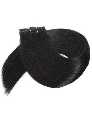 Fab Clip In Lace Weft Remy Hair Extensions (140g) #1-Jet Black 20 inch