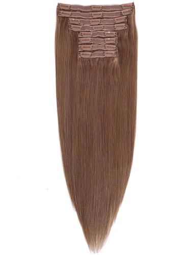 Fab Clip In Lace Weft Remy Hair Extensions (140g) #6-Medium Brown 20 inch