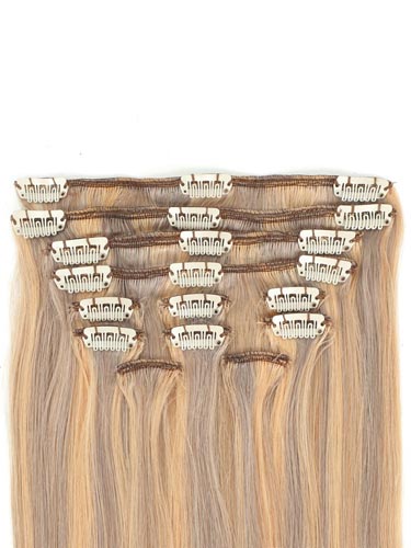 I&K Gold Clip In Straight Human Hair Extensions - Full Head #18/22 18 inch