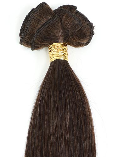 I&K Gold Clip In Straight Human Hair Extensions - Full Head #2-Darkest Brown 22 inch