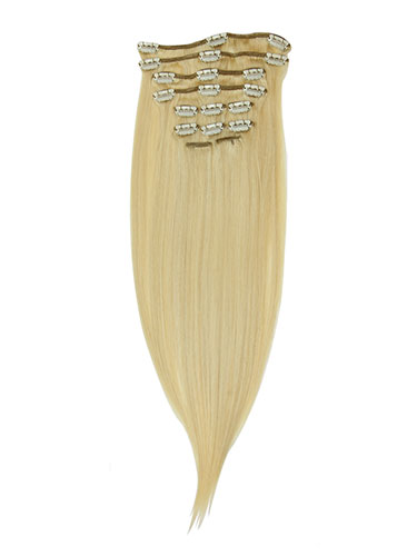 I&K Gold Clip In Straight Human Hair Extensions - Full Head #24/613 22 inch
