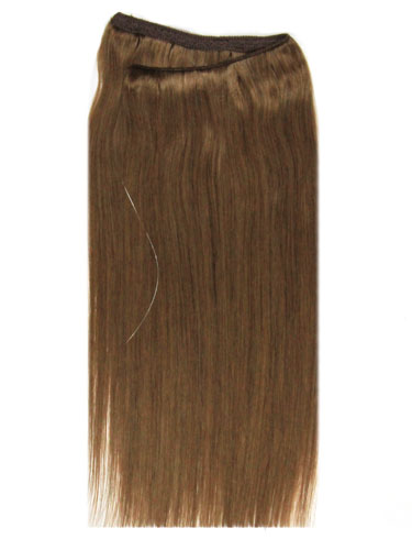 I&K Wire Quick Fit One Piece Human Hair Extensions #8-Light Brown 18 inch