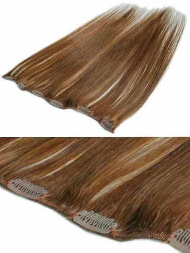 I&K Clip In Human Hair Extensions - Quick Length Piece #30-Auburn 18 inch