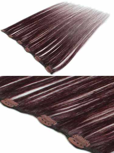 I&K Clip In Human Hair Extensions - Quick Length Piece #99J-Wine Red 18 inch