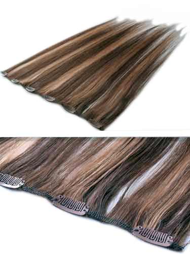 I&K Clip In Human Hair Extensions - Quick Length Piece #4/27 18 inch