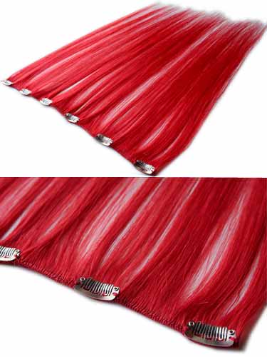 I&K Clip In Human Hair Extensions - Quick Length Piece #Red 18 inch