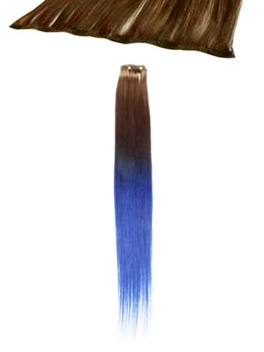 I&K Clip In Human Hair Extensions - Quick Length Piece #T6/Blue 18 inch