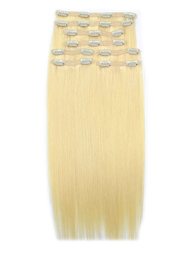 I&K Remy Clip In Hair Extensions - Full Head #613-Lightest Blonde 22 inch