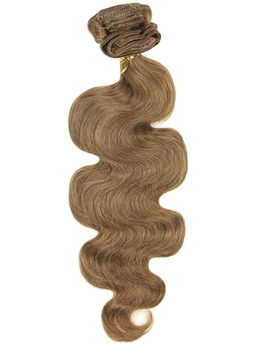 I&K Gold Clip In Body Wave Human Hair Extensions - Full Head #6-Medium Brown 22 inch