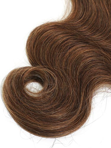 I&K Gold Clip In Body Wave Human Hair Extensions - Full Head #4-Chocolate Brown 22 inch