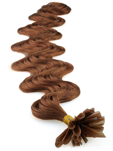 I&K Pre Bonded Nail Tip Human Hair Extensions - Body Wave #8-Light Brown 18 inch