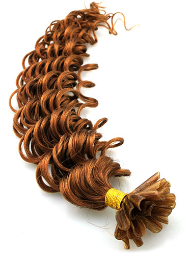 I&K Pre Bonded Nail Tip Human Hair Extensions - Deep Wave #8-Light Brown 18 inch