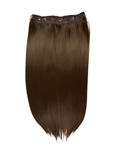 I&K Clip In Synthetic One Piece Hair Extensions #4-Chocolate Brown 24 inch