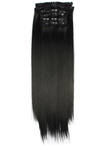 Fabulous Clip In Synthetic Hair Extensions - Full Head #1B-Natural Black 18 inch