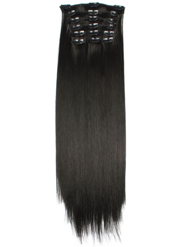 Fabulous Clip In Synthetic Hair Extensions - Full Head #2-Darkest Brown 18 inch