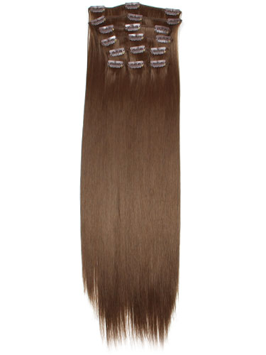 Fabulous Clip In Synthetic Hair Extensions - Full Head #6-Medium Brown 18 inch