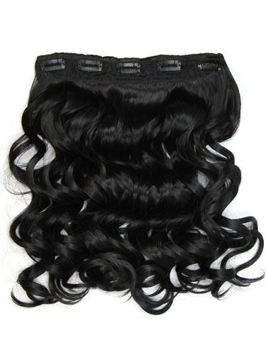 I&K Clip In Synthetic One Piece Hair Extensions - Body Wave 24 inches 180g #1-Jet Black 24 inch
