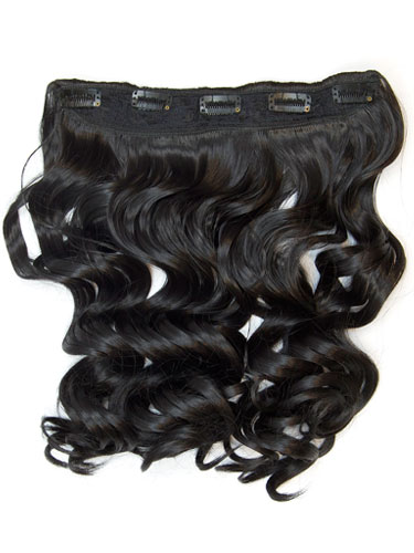 I&K Clip In Synthetic One Piece Hair Extensions - Body Wave 24 inches 180g #1B-Natural Black 24 inch