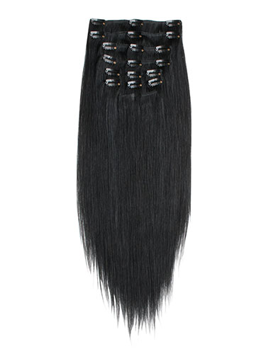 I&K Clip In Synthetic Mix Hair Extensions - Full Head #1B-Natural Black 18 inch