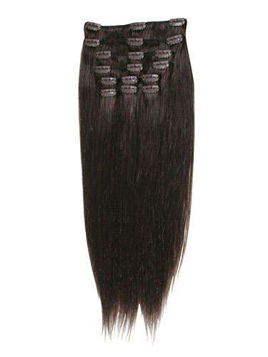 I&K Clip In Synthetic Mix Hair Extensions - Full Head #2-Darkest Brown 18 inch