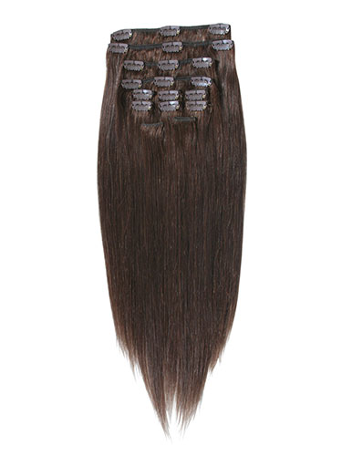 I&K Clip In Synthetic Mix Hair Extensions - Full Head #4-Chocolate Brown 18 inch