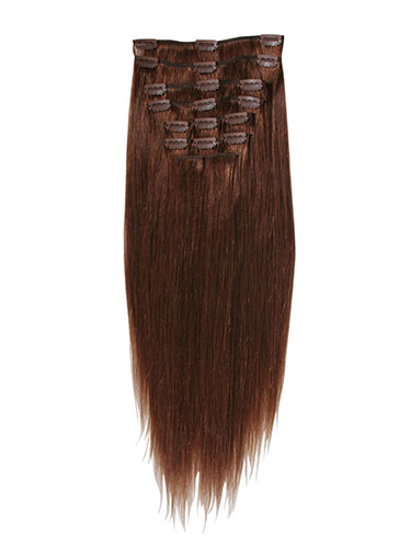 I&K Clip In Synthetic Mix Hair Extensions - Full Head #6-Medium Brown 18 inch