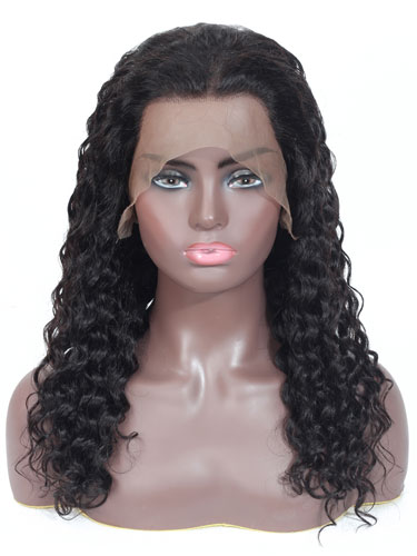Sahar Faye Deep Wave Human Hair Lace Front 13X4" Wig #1B Natural Black