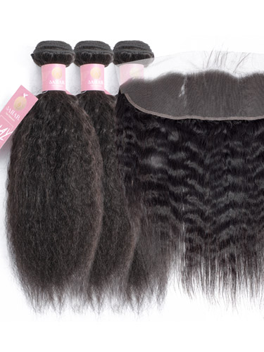 Sahar Slay Human Hair Extensions Bundle (6A) - #Natural Black Kinky Straight