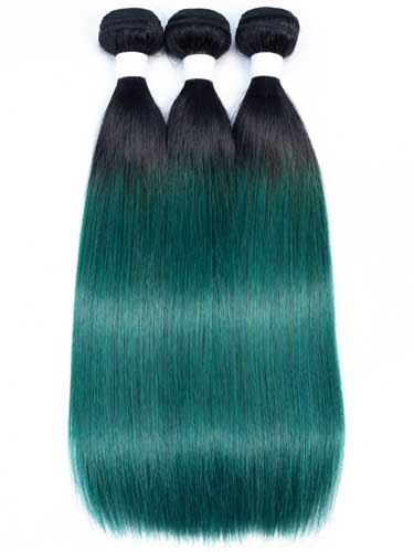 Sahar Essential Virgin Remy Human Hair Extensions Bundle (8A) - #Emerald Green Straight