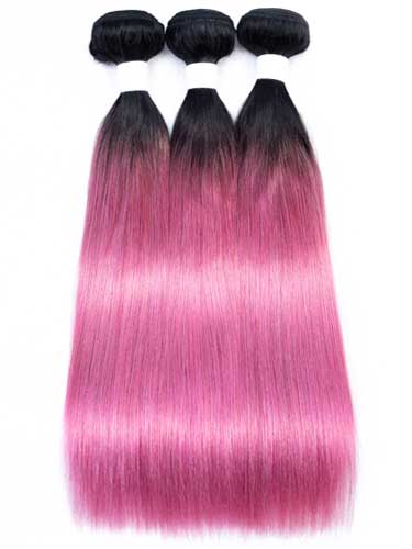 Sahar Essential Virgin Remy Human Hair Extensions Bundle (8A) - #Lollipop Pink Straight
