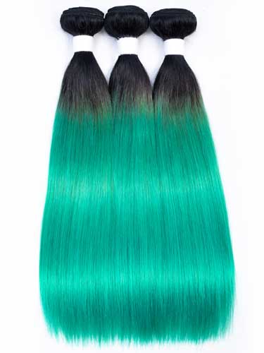 Sahar Essential Virgin Remy Human Hair Extensions Bundle (8A) - #Mermaid Green Straight