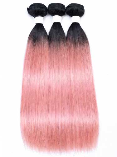 Sahar Essential Virgin Remy Human Hair Extensions Bundle (8A) - #Pink Pastel Straight
