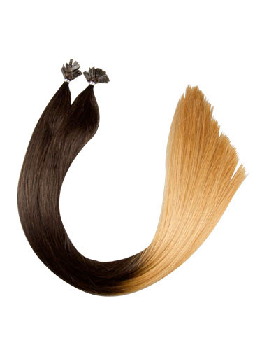 VL Pre Bonded Flat Tip Remy Hair Extensions #T2/27-Dip Dye Darkest Brown to Strawberry Blonde 18 inch