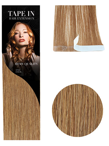 VL Tape In Hair Extensions - 10 pieces x 8cm #8-Light Brown 18 inch